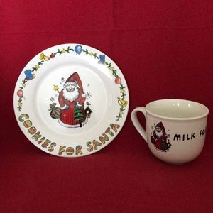 Christmas Cookies & Milk For Santa Plate & Cup
